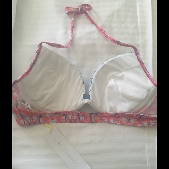 NWT BCBGeneration Pink and Blue Floral Bikini Top Size Large - Picture 5 of 5